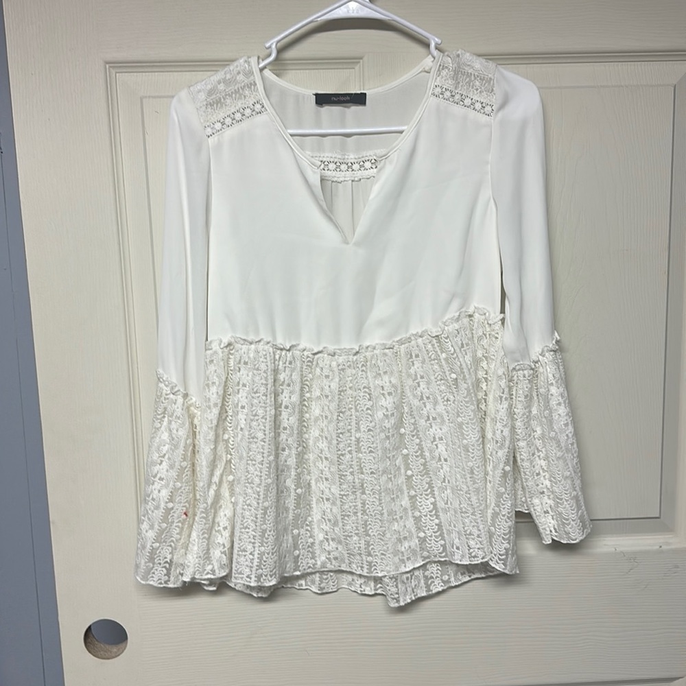 H&C Collection White Lace Boho Blouse Top